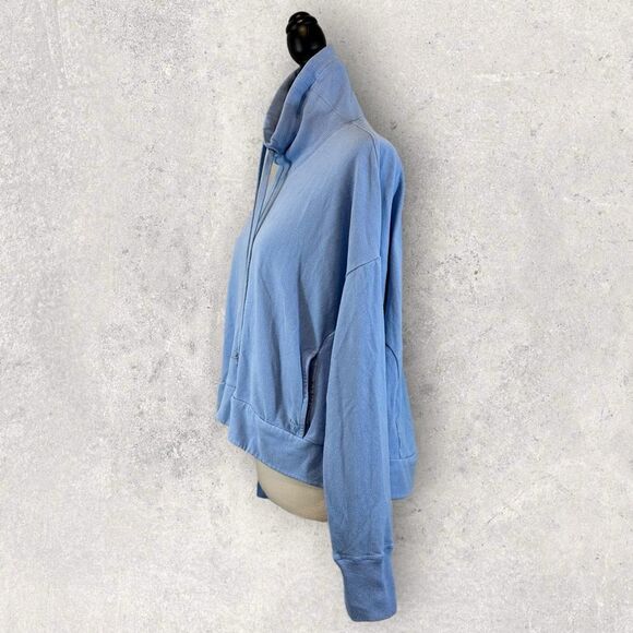 Sweaty Betty Blue Cowl Neck Sweatshirt Hoodie with Pockets Size 8-10 - Picture 2 of 12